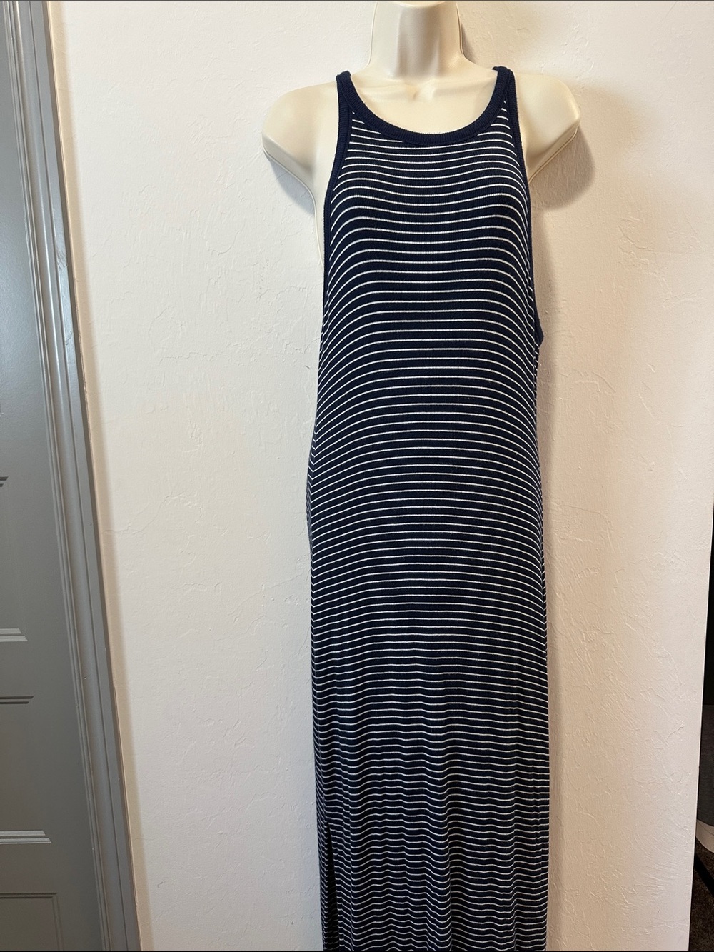 GAP Navy & White Striped Racerback Maxi Dress